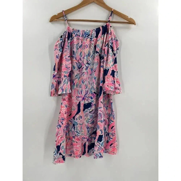 Lilly Pulitzer Girls Jaci Off The Shoulder Dress, Size XL(12-14) Excellent UC - Picture 3 of 12
